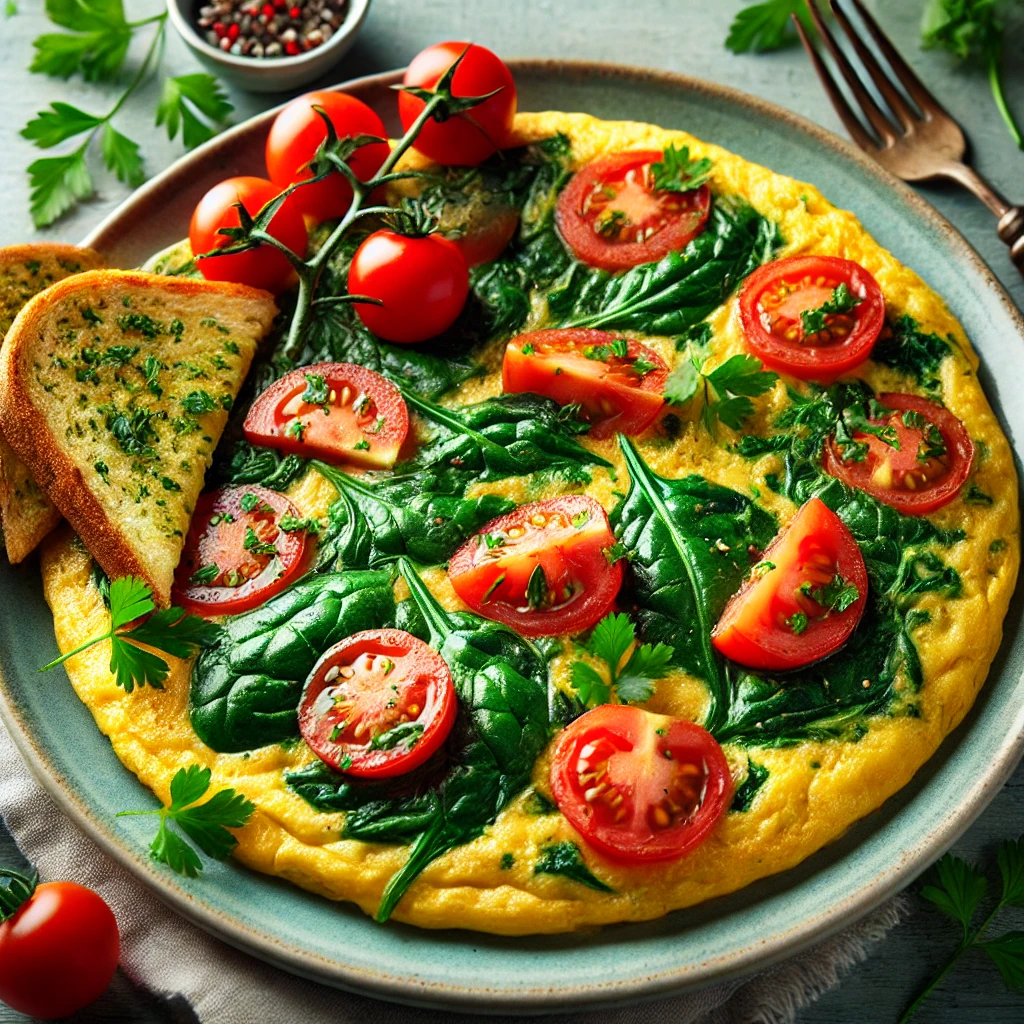 Ispanaklı ve Domatesli Omlet