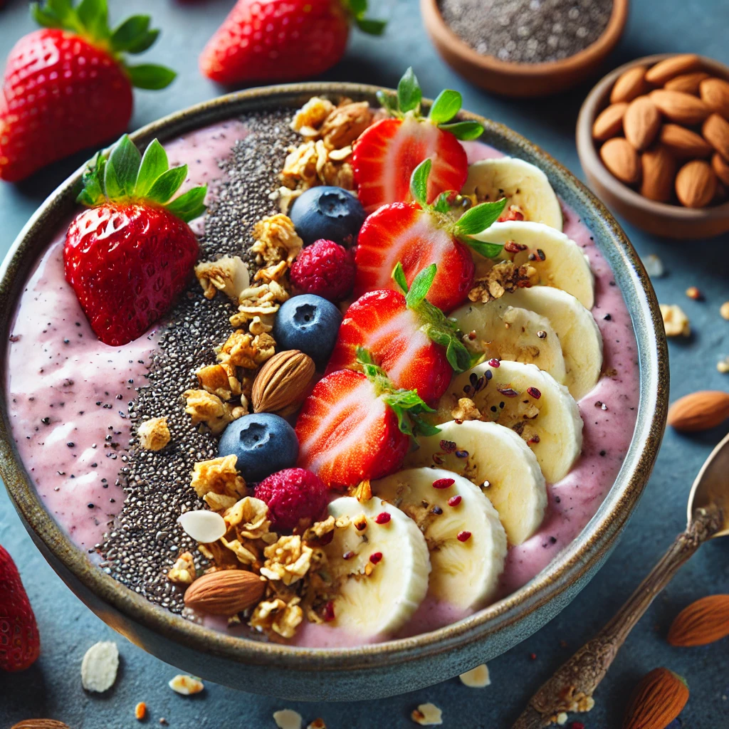 Muzlu ve Bademli Smoothie Bowl